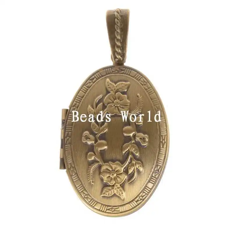 Wholesale Free Shipping 1 Pcs Bronze Tone Picture /Photo Oval Locket Frame Pendants Flower Pattern Carved 52x27mm(W05076) | Украшения и