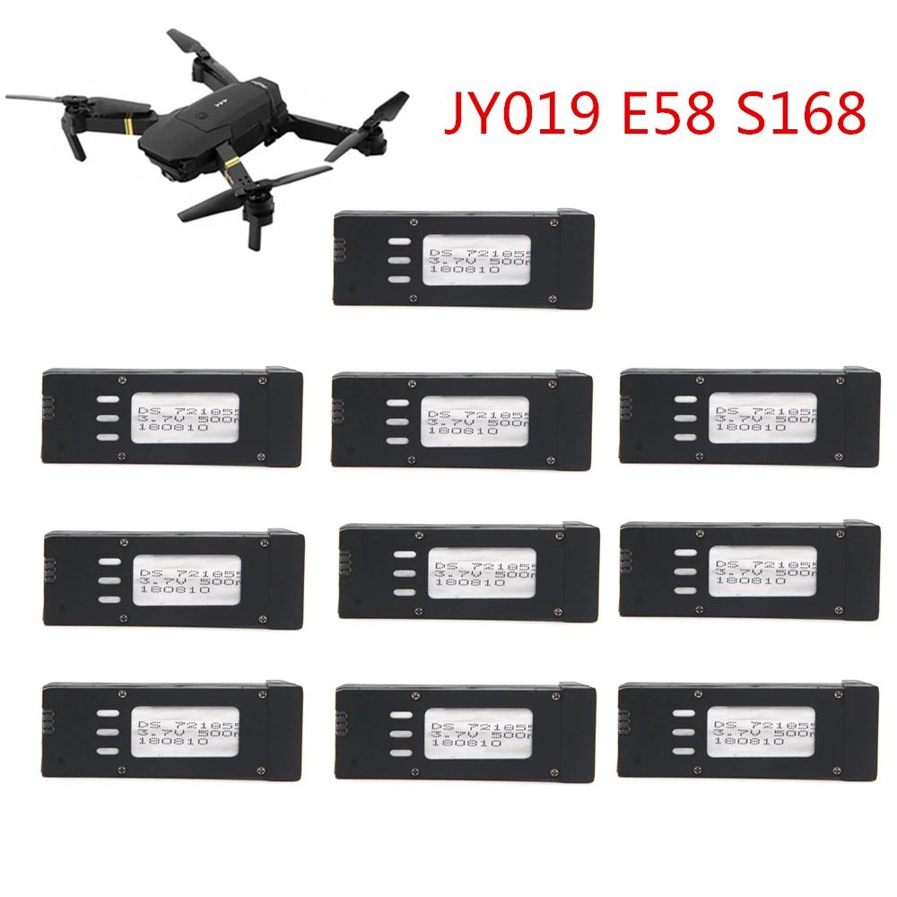 

10pcs Original Battery for Eachine E58 JY019 S168 RC Quadcopter Spare Parts DS 721855 3.7V 500mAH Lipo Battery For RC Drone