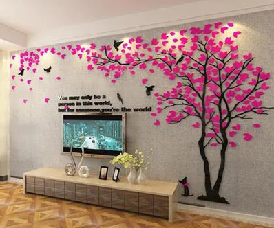 Любовь Дерево Adesivo де Parede 3d акриловые наклейки на стену DIY Decoracion Habitacion Autocollant