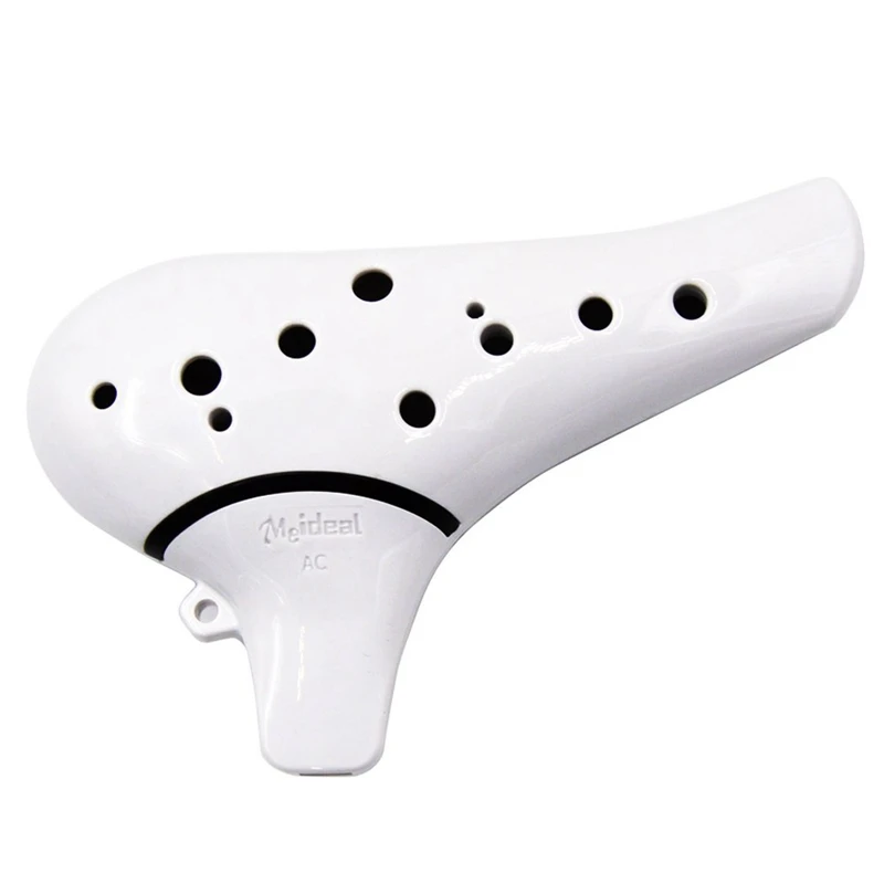 White ABGZ-Meideal Alto C окарина 12 отверстий пластиковый окарина музыкальный инструмент с защитной сумкой - Цвет: White