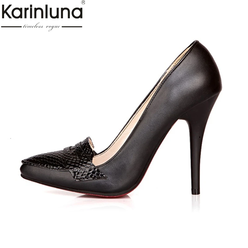 Karinluna/пикантный шикарный стиль г. Новые брендовые элегантные офисные классические женские туфли на высоком тонком каблуке, большие размеры 48