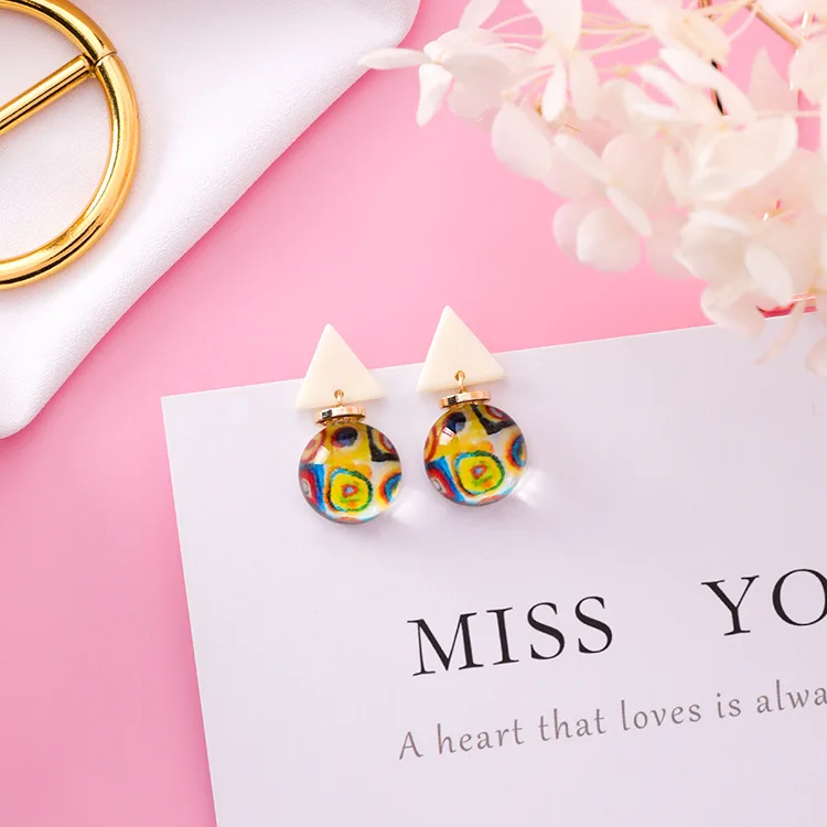 MENGJIQIAO 2018 новый цветной акриловый шарик Висячие серьги для женщин Мода Bijoux
