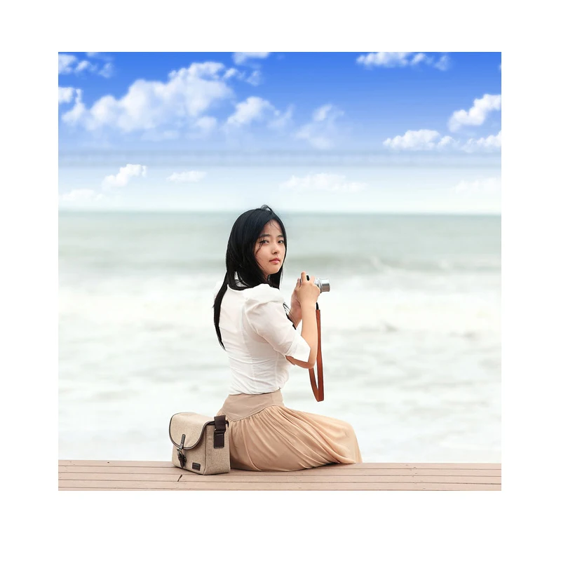 Мужская и женская сумка для водонепроницаемых камер DSLR для Sony Nikon Canon Canvas Micro Single Messenger Flower Leather Photography Shoulder on.