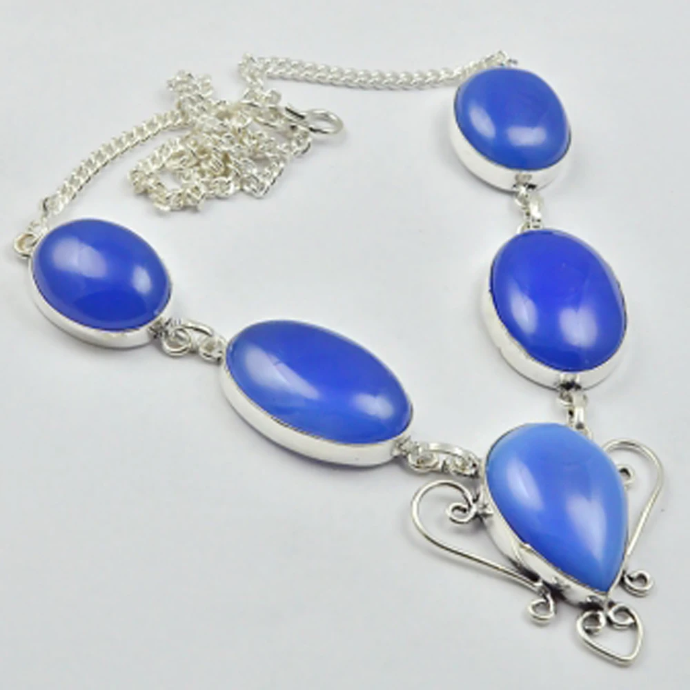 

Chalcedony Necklace Silver Overlay over Copper, 47.5cm , N2882