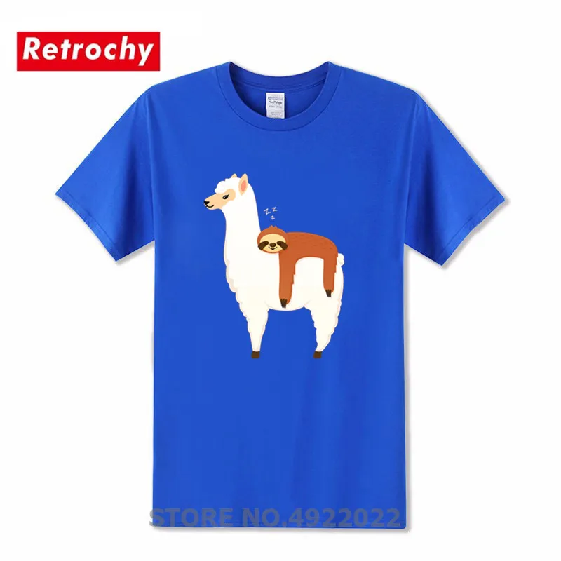 Funny Sloth The Flash T Shirt Humor Design Lazy Hitching Ride On Alpaca T-Shirt Men Holiday Llama Pre-Cotton Tshirt | Мужская одежда