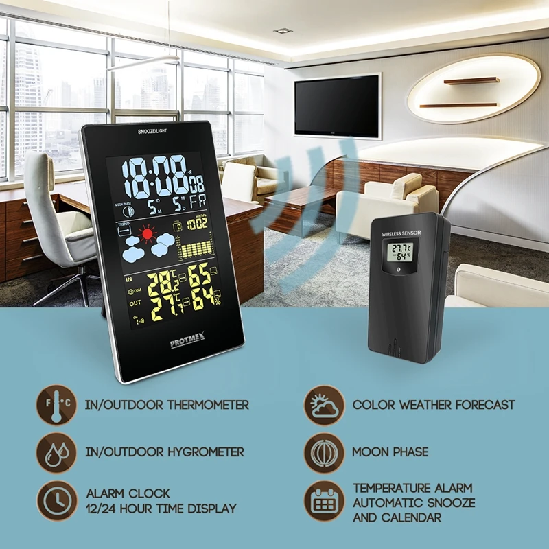 RCC Погодная станция/наружный термометр гигрометр барометр цветной большой