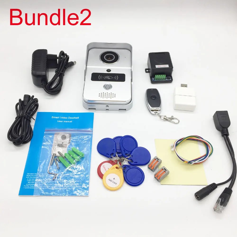 Bundle2 IP видеодомофон 4G видео телефон двери кольцо дверной звонок WiFi камера сигнализация беспроводная безопасность sd-карта камера добавить 32 Гб карта - Цвет: Bundle2