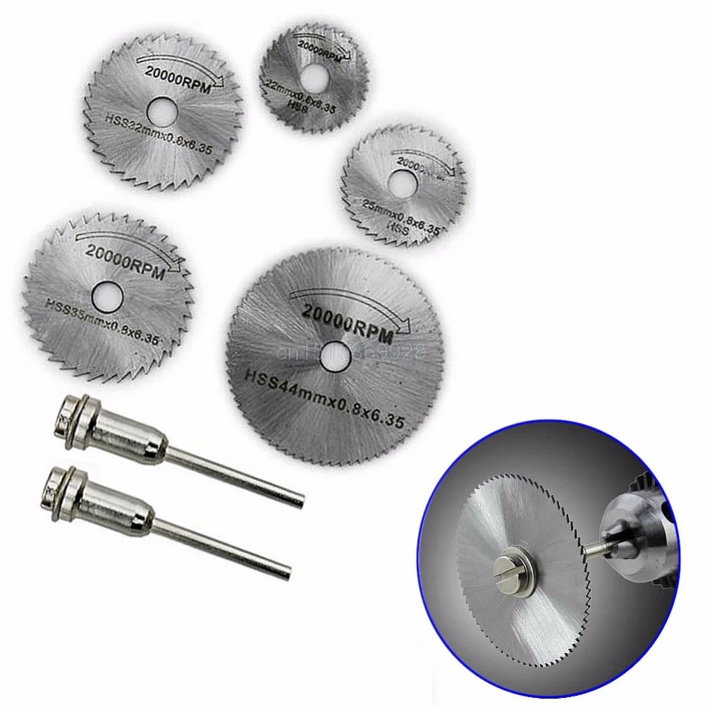 

New 7Pcs HSS Circular Wood Cutting Saw Blade Disc Mandrels fr Dremel Rotary Tool