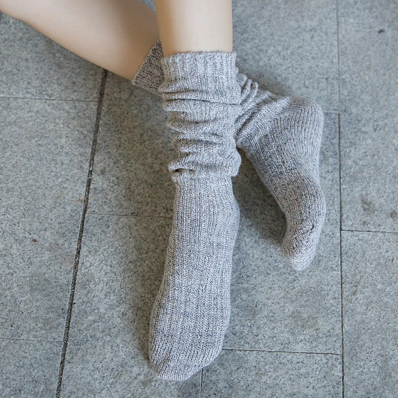 Однотонные Хлопковые женские классические вязаные носки до колена | Женская