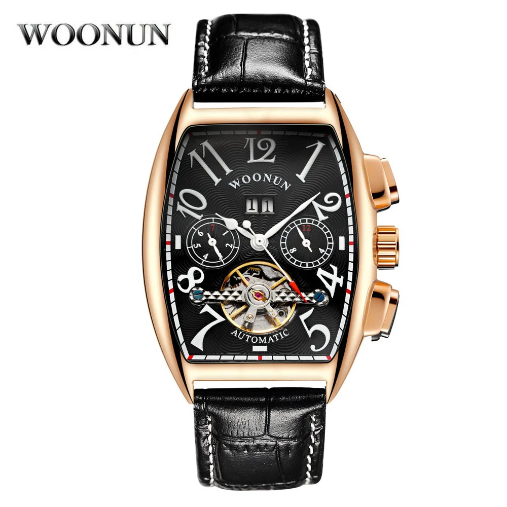 Новые часы Tourbillon Модные Дизайнерские Мужские автоматические механические Tonneau