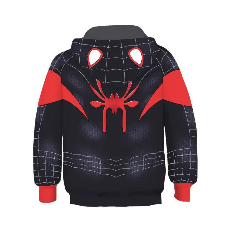 Человек паук: костюм для косплея the Spider Verse Miles Morales 2019 г. Детский свитер с 3D принтом