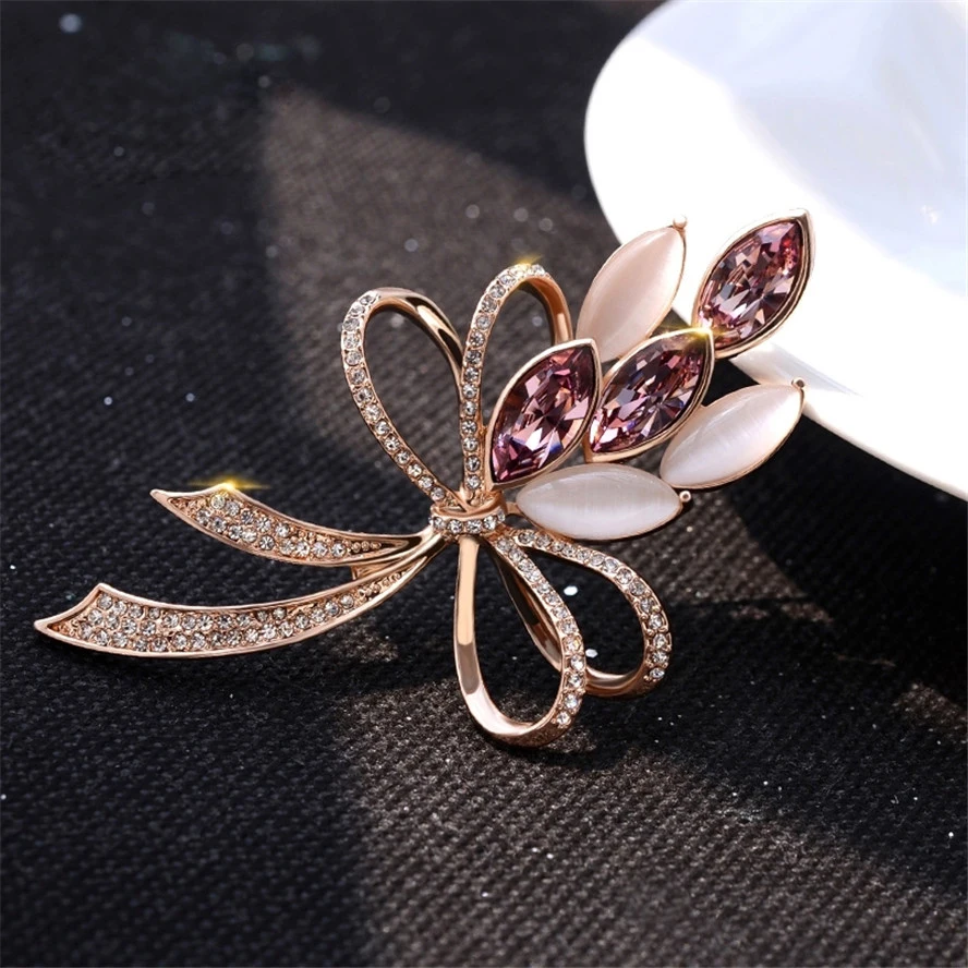 Rhinestone crystal flower brooch safety pin jewelry fashion womens broches bow brooches for women trending products 2018 | Украшения и