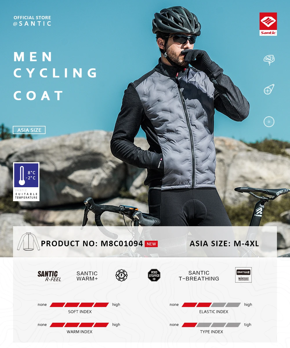 Santic новая зимняя теплая велосипедная Джерси осень зима теплая Pro Mtb с длинным рукавом мужская велосипедная одежда спортивная одежда