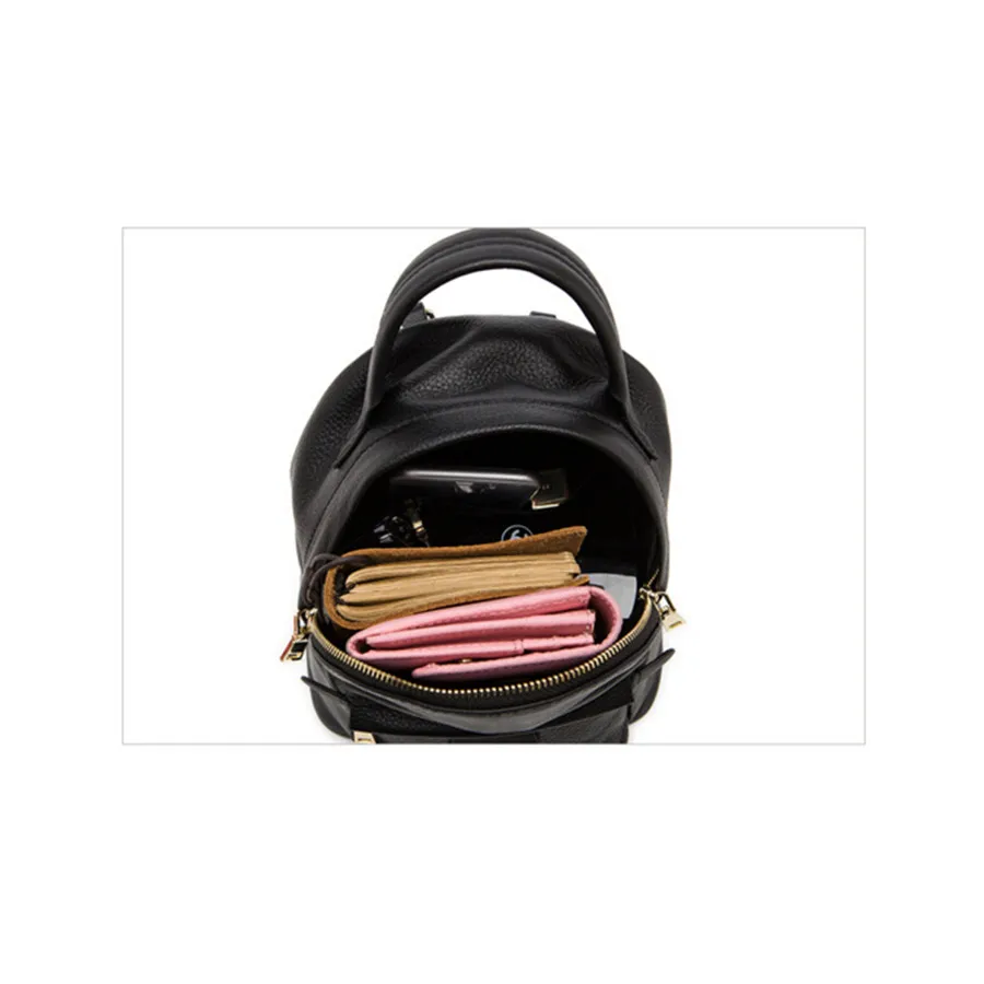 Мини-рюкзак черный 2017 Новый стиль Женская сумка кожаная Ретро задняя Сумка