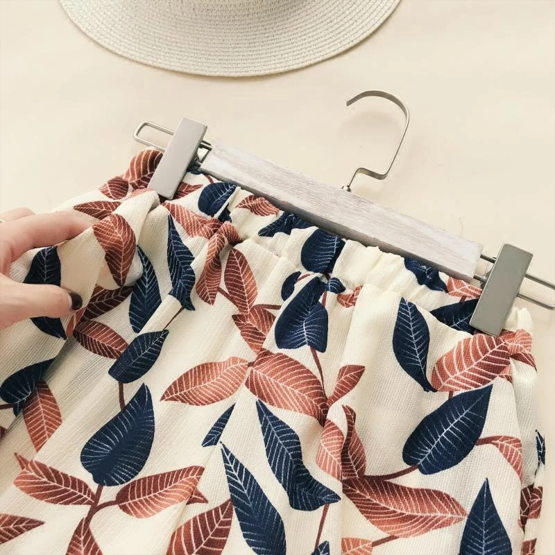 2018 новые летние лиственным принтом Круглый воротник без рукавов в виде листка