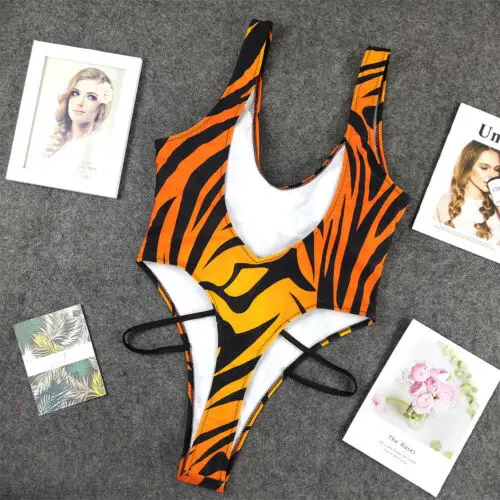 Купальник женский цельный купальник Зебра Монокини бикини сексуальный бандо