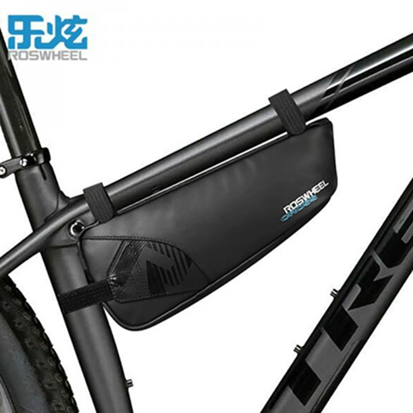 

ROSWHEEL Big Capacity 1.1L Waterproof Cycling Bag Black Durable Tool Triangle Pouch Top Bike Bag MTB Bicycle Bag Black