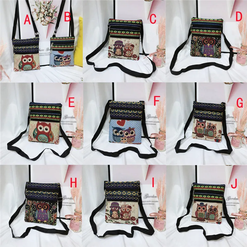 Женская Холщовая Сумка с вышивкой совы сумка через плечо винтажная женская тоут