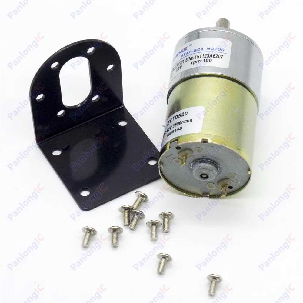 Редукторный двигатель ZGA37RG 12 В постоянного тока 100 об/мин, 1/34.5, Реверсивный двигатель с высоким крутящим моментом об/мин + держатель двигателя