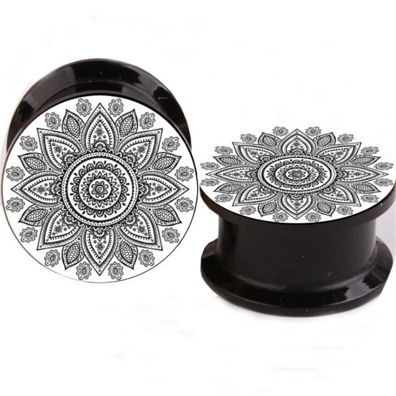 New Acrylic White Flowers Ear Gauges Plugs Tunnels Screw Fit Expansion Punk Stretched Sexy Body Piercing Jewelry | Украшения и