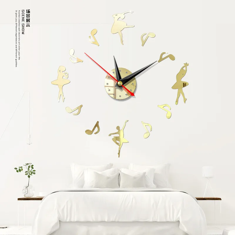 Балетные настенные часы танцевальное украшение для классной комнаты акриловые