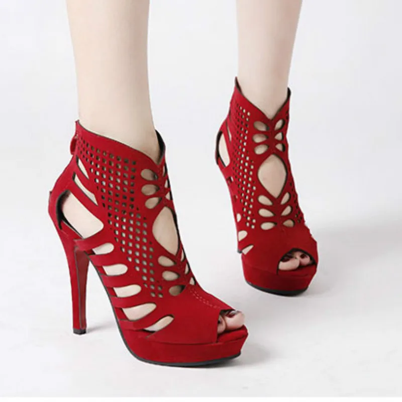 2019fashion Stiletto Women's Sandals New Roman Fashion Classic Hollow Fish Mouth Shoes High Heel | Обувь