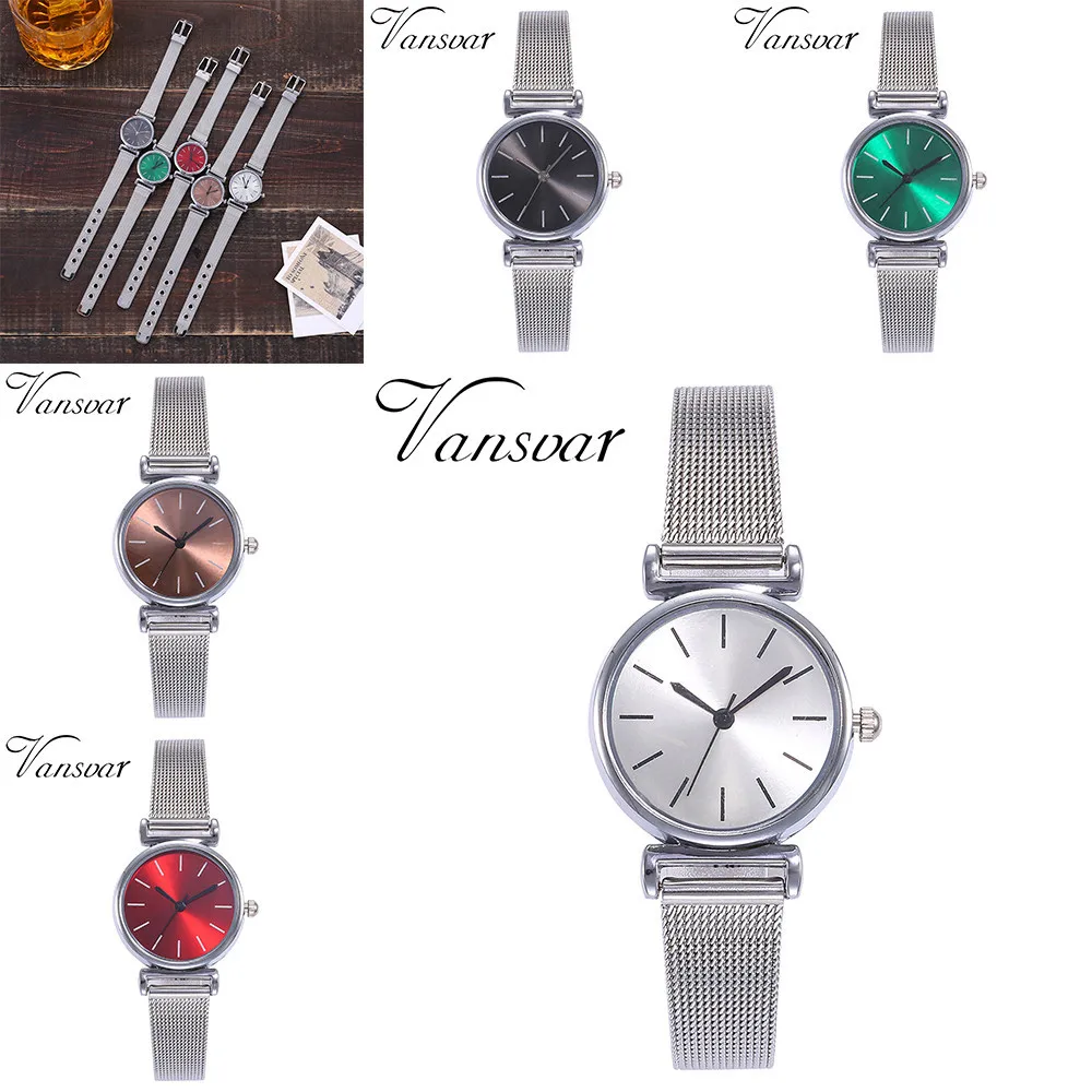 Vansvar Luxury Brand Sliver Women Watches Quartz Stainless Steel Newv Strap Watch Analog Ladies Gifts Wristwatches reloj | Наручные часы