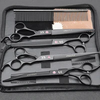 8 0 inch professional pet scissors dog grooming shears straight thinning curved scissors set pet hair cutting 4pcs kits