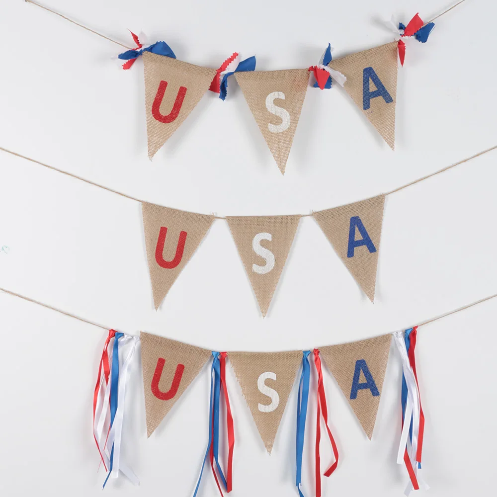 США День Независимости декоративный флаг DIY Национальный день льняные цветные