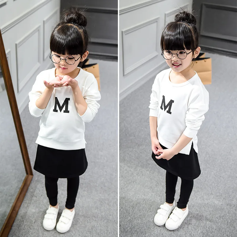 Весенне-осенний комплект одежды для маленьких девочек свитер и юбки штаны