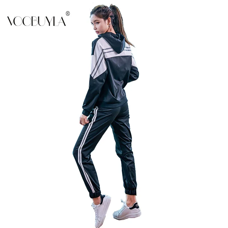 Voobuyla женский спортивный костюм для бега, комплект из двух предметов, спортивная одежда, спортивный костюм для спортзала, женский весенний женский спортивный костюм с капюшоном, комплекты для бега и фитнеса