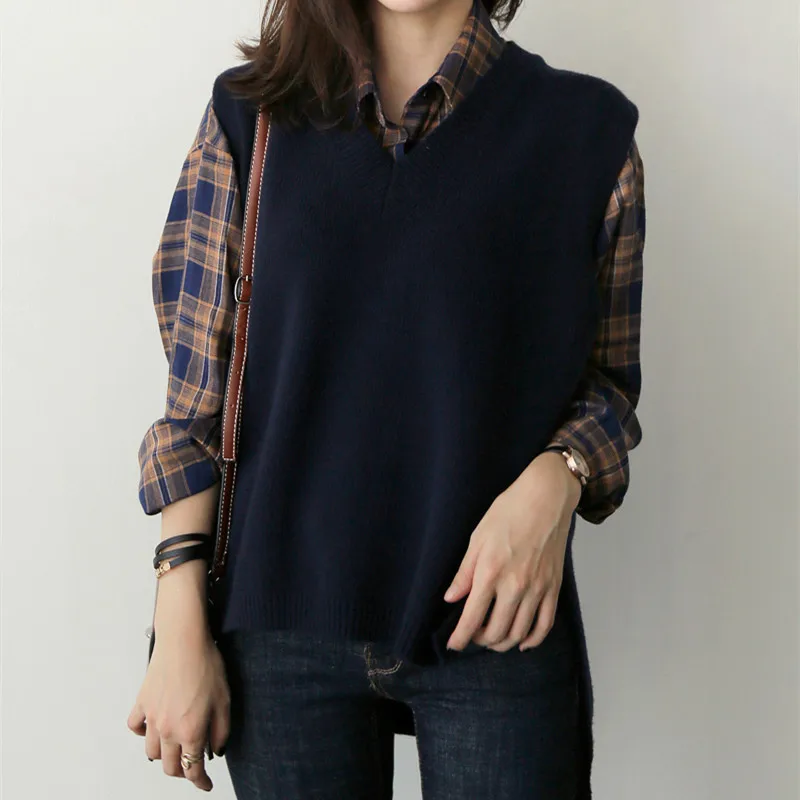 Новинка весна-осень 2019 Модный женский свободный шерстяной жилет свитер