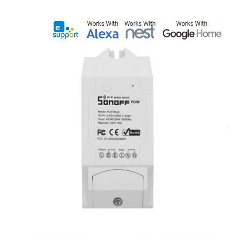 Sonoff Pow R2, 16A WiFi смарт-светильник, переключатель монитора энергопотребления с функцией обмена синхронизации через приложение Android IOS