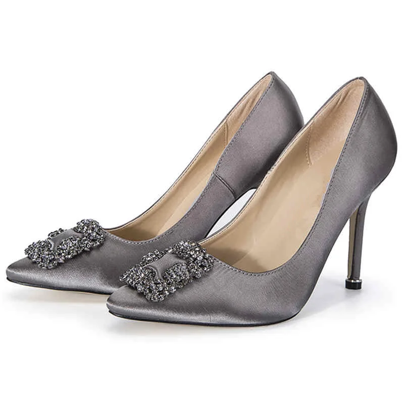 yanicuding High Thin Heeled Shoes Women Luxury Satin Pumps Bridal Crystal Embellished Wedding Bride Lady | Обувь