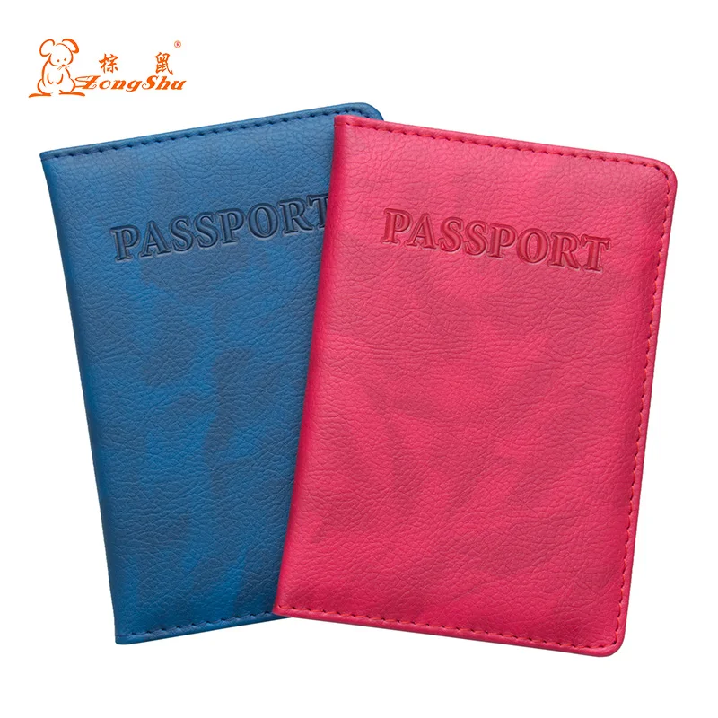 

Novel Red colour portable PU Leather women Travel Passport Holder Embossing Passport Cover Credit Card ID Bag