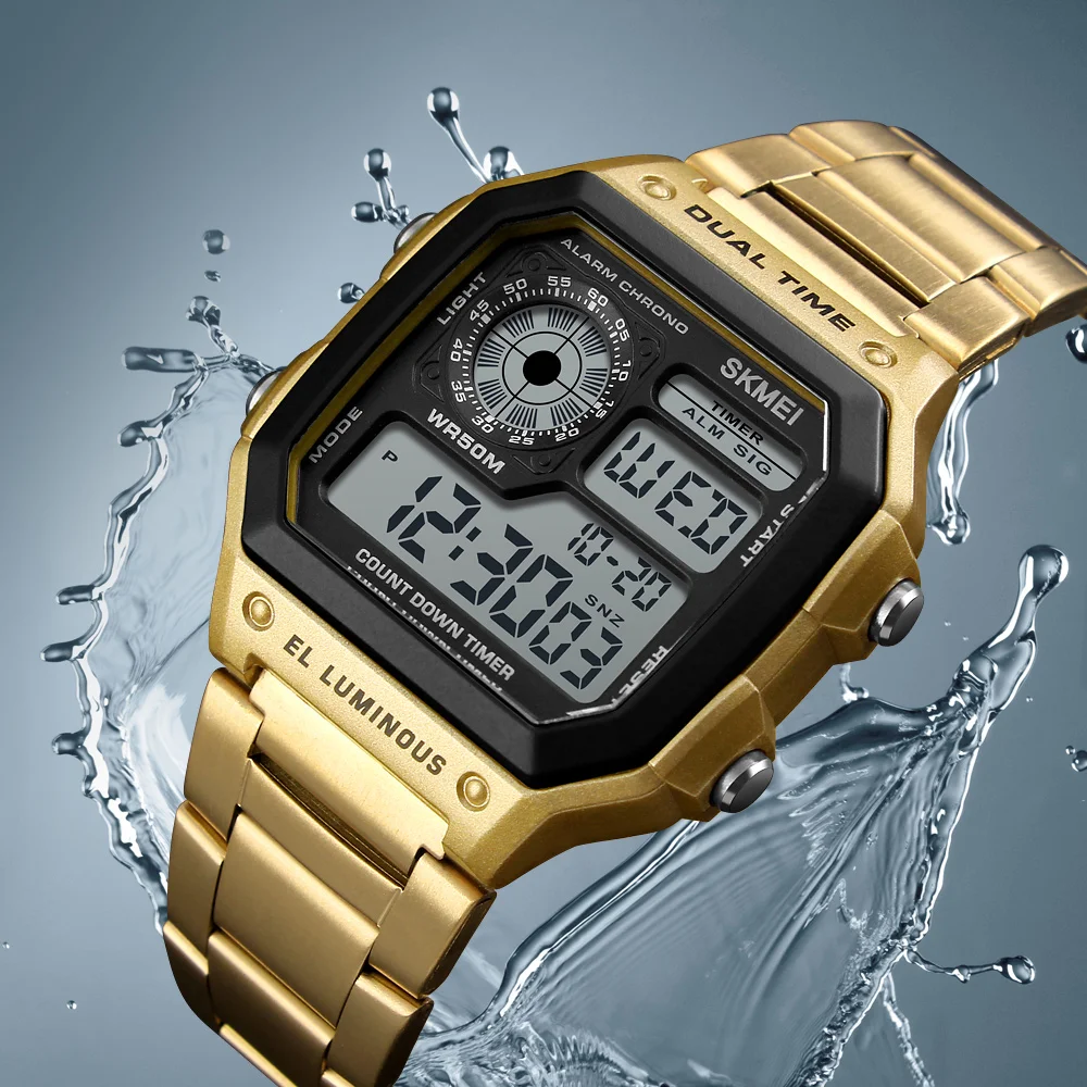 SKMEI известный для мужчин Спорт часы G Shock водостойкие нержавеющая сталь модные