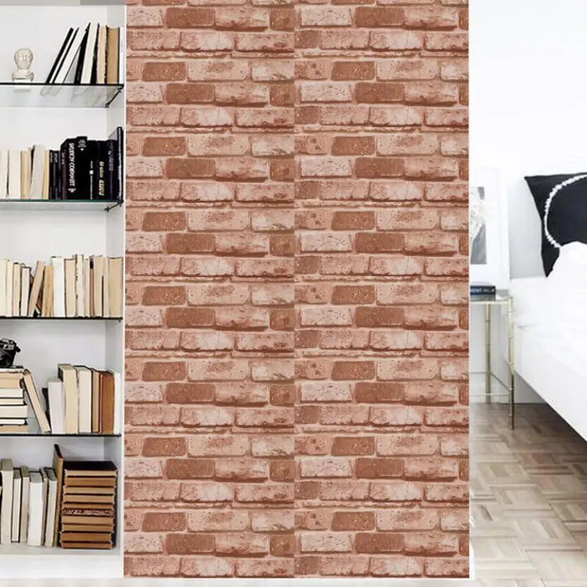 

Vintage Retro Brown Brick 3d Wallpaper Self Adhesive Furniture Renovation Wallpapers Living Room Wall Papers Home Decor EZ155