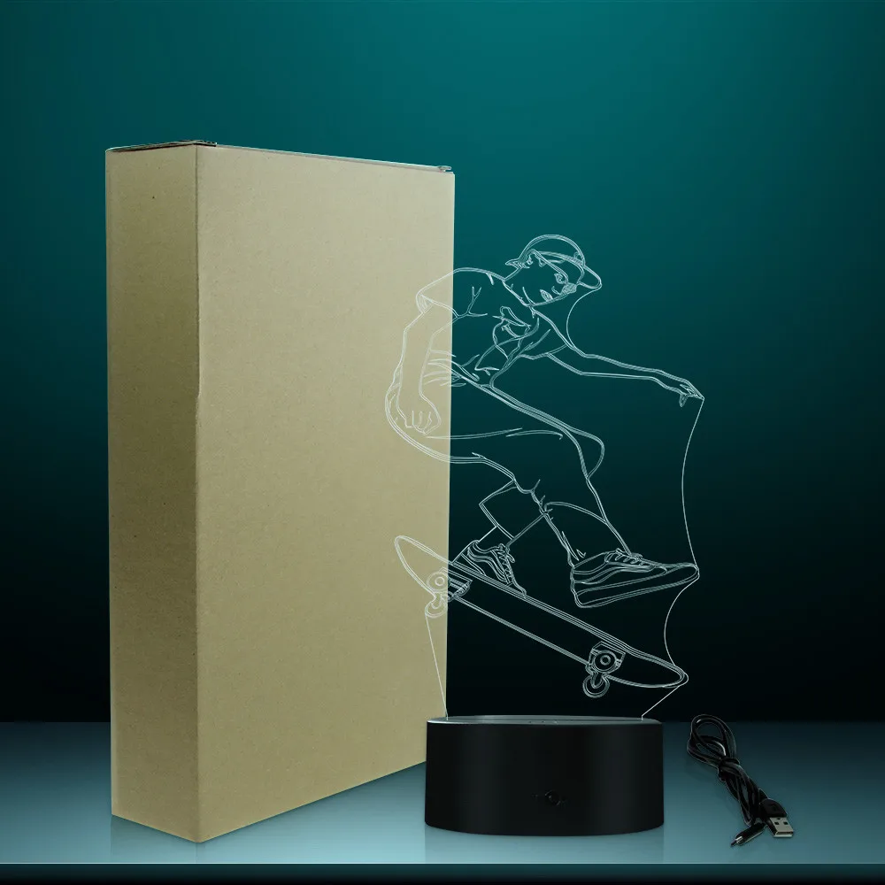Лампа для скейтбординга эксклюзивный 3D иллюзионный светильник художественный