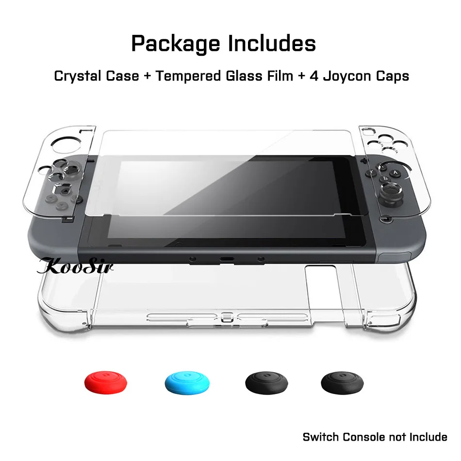 Package 1 Nintendo s дорожный переключатель Прозрачный чехол для ПК+ пленка из закаленного стекла+ 4 крышки Joycon для nintendo Switch твердый кожух - Цвет: Package 1