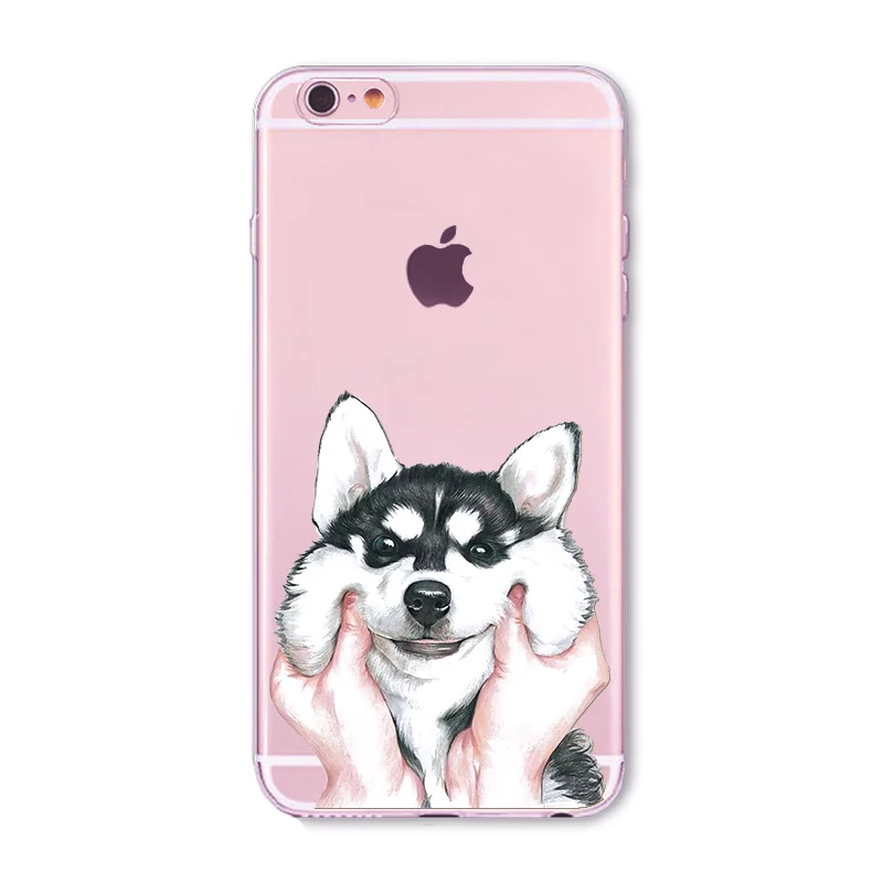 Чехлы для телефонов Husky iphone 6 S 7 Plus 5 5S SE тонкий мягкий симпатичный из ТПУ смайлик