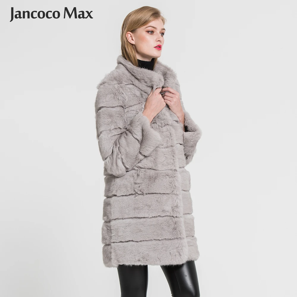 Jancoco Max новая зимняя куртка из натурального кроличьего меха теплая мягкая длинная шуба женское рождественское платье S1675