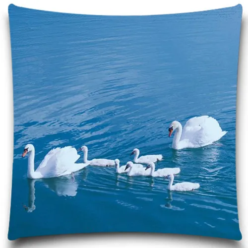Две утки на картинке и красивый цветок 2D печать креативная наволочка квадратный