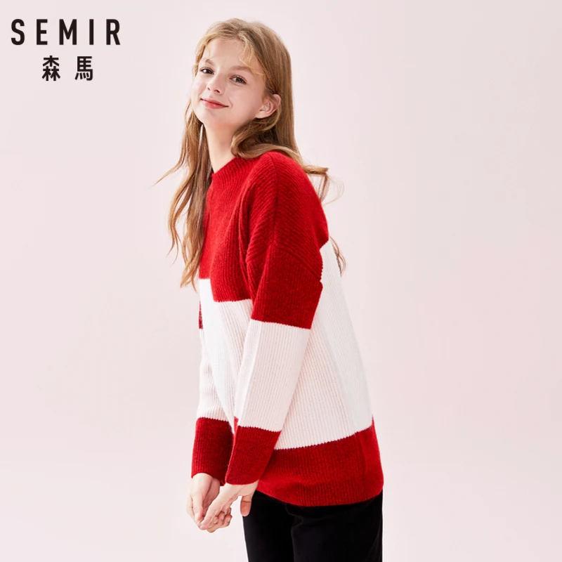 Женский Длинный трикотажный мохеровый свитер SEMIR в рубчик с заниженными плечами