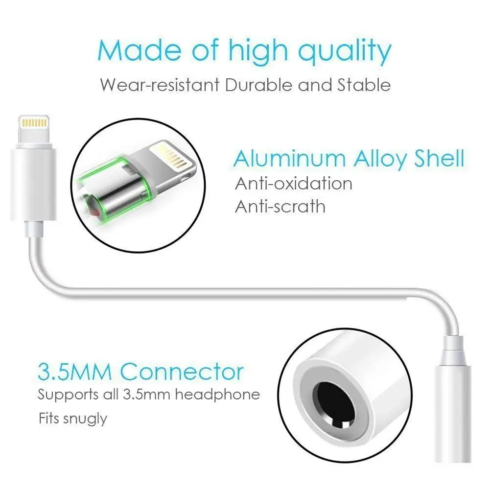 HBUDS для Apple Lightning до 3 5 мм разъем наушников адаптер разъема iPhone 7/7 Plus поддерживает iOS