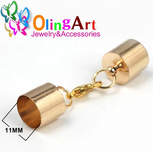 DZJ0011 OlingArt цвета: золотистый, серебристый 2 3 4 5 6 7 8 9 11 мм с кисточками круглого кожаного ремешка обжимные шнуры конец Шапки омара застежка-молния 12 шт./лот "сделай сам" для изготовления ювелирных изделий - Цвет: DZJ0011