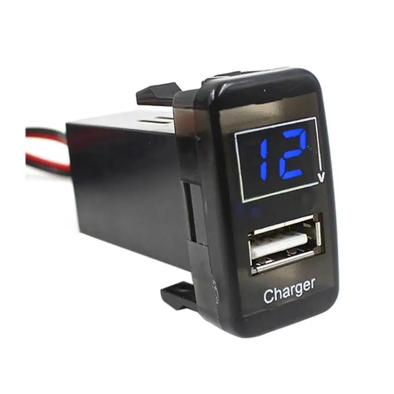 2 в 1 Многофункциональный автомобиль 5 в 2.1A USB порт приборной панели вольтметр зарядное устройство для телефона Разъем для TOYOTA VIGO автомобиля вольт метров - Цвет: Синий