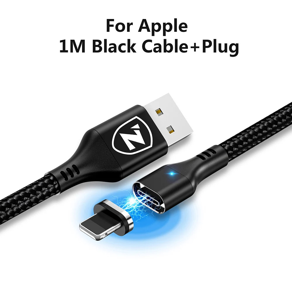 Black for iphone ZRSE Магнитный Micro Usb кабель для Iphone samsung 3A Быстрая зарядка данных провод шнур магнит Зарядное устройство Usb type C кабель для мобильного телефона - Цвет: Black for iphone