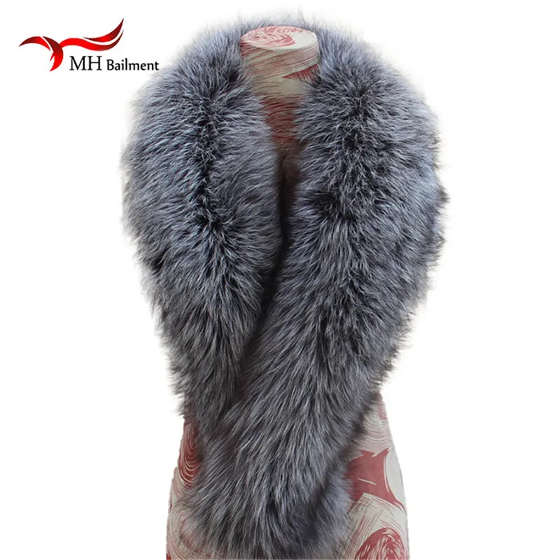 Comfortable Silver Fox Fur Scarf for Women Winter Warm Fox Fur Collar Shawl Wrap Stole Scarfs Female Hairy Coat Collar Scarves