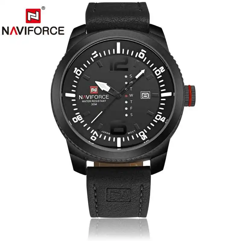 Новинка, роскошные Брендовые мужские спортивные часы NAVIFORCE, мужские кварцевые часы, мужские армейские военные кожаные Наручные часы, мужские часы - Цвет: BWB