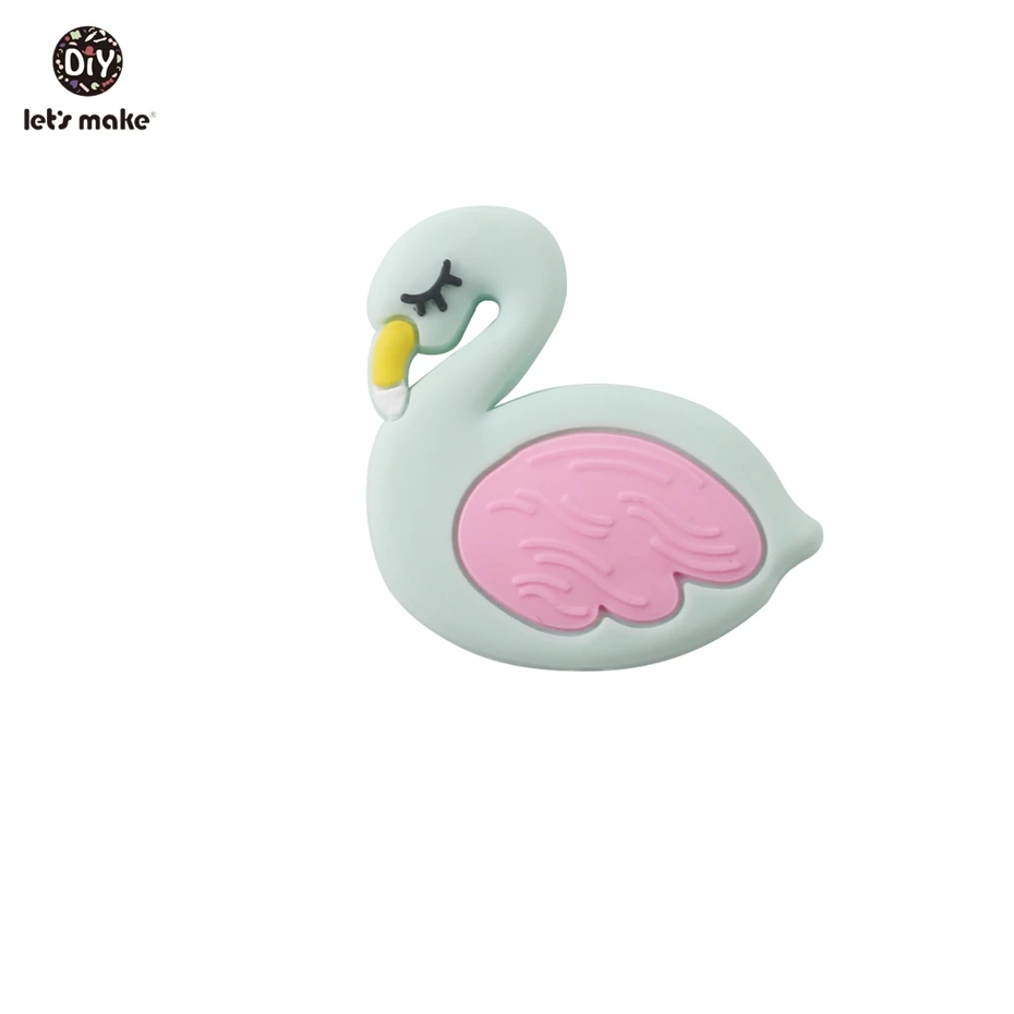 flamingo mint Let's Make/5 шт., силиконовые бусины для прорезывания зубов, детские игрушки с изображением совы из мультфильма «Angry Of Bird», сделай сам, соски, клипсы, Детские Прорезыватели без бисфенола - Цвет: flamingo mint